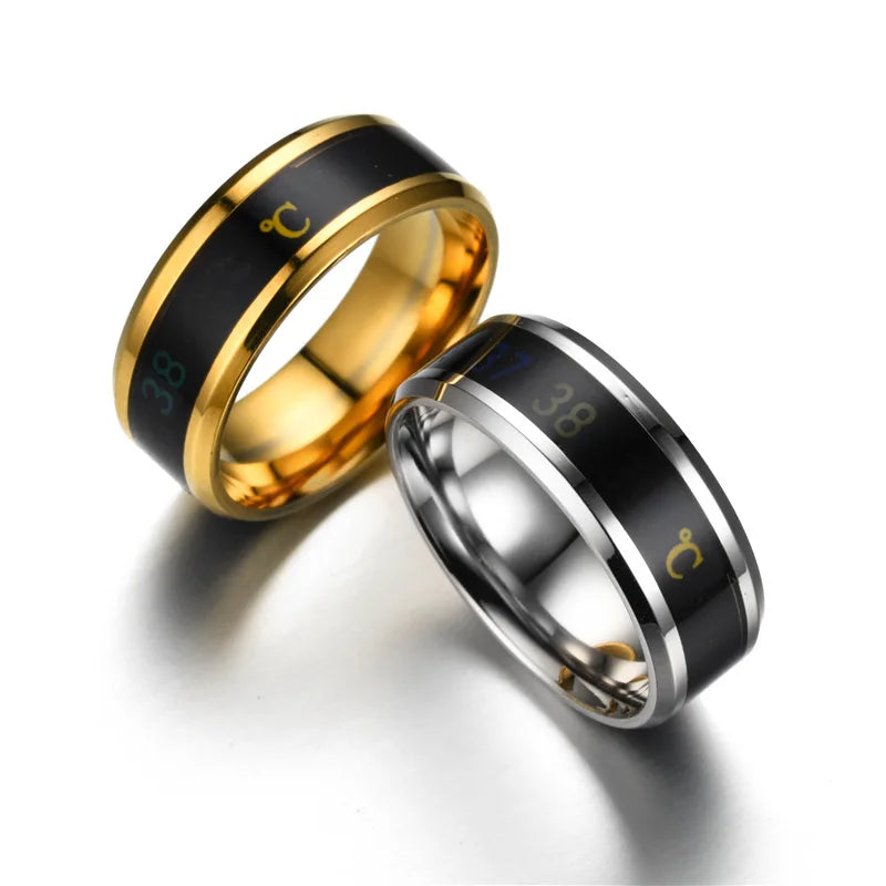 UAGE Temperature Ring Titanium Steel Mood Emotion Intelligent Temperature Sensitive Rings for Women Men Waterproof Jewelry