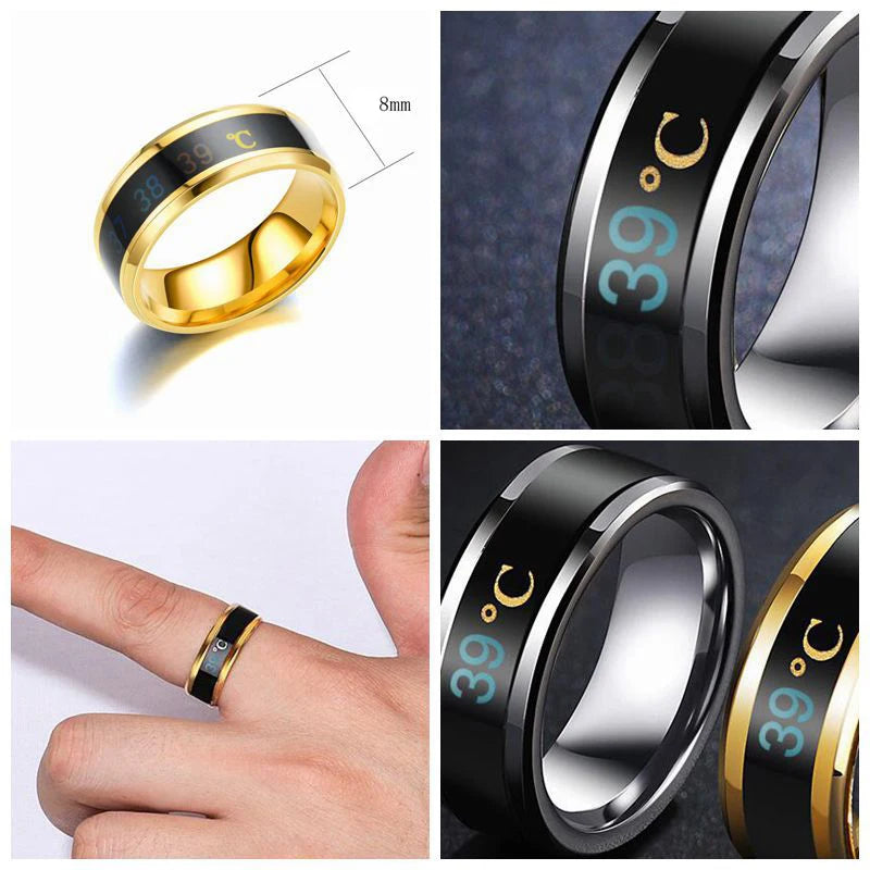 UAGE Temperature Ring Titanium Steel Mood Emotion Intelligent Temperature Sensitive Rings for Women Men Waterproof Jewelry