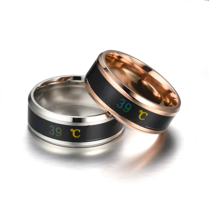 UAGE Temperature Ring Titanium Steel Mood Emotion Intelligent Temperature Sensitive Rings for Women Men Waterproof Jewelry