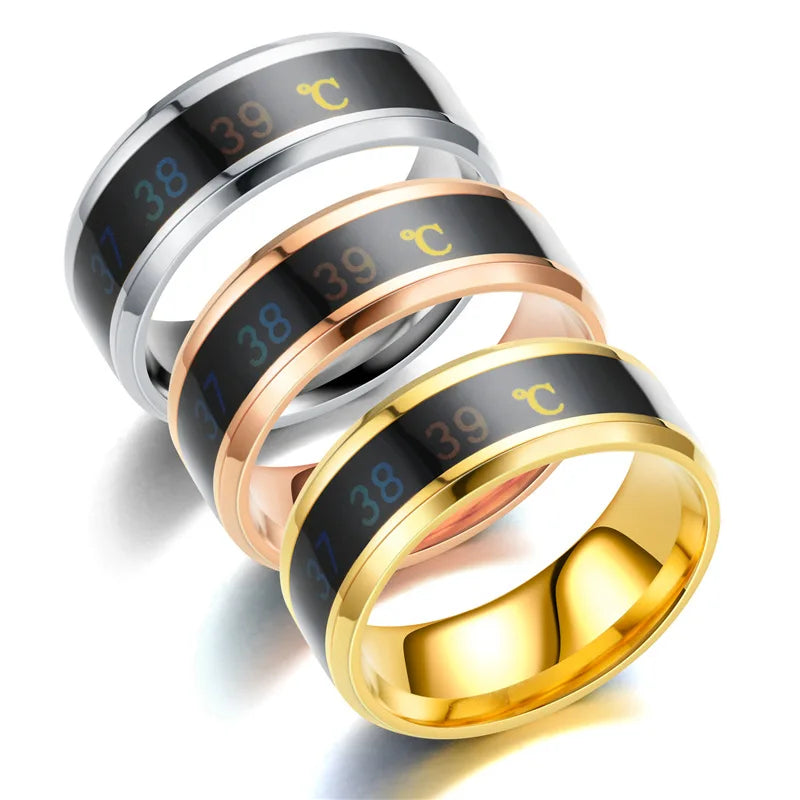 UAGE Temperature Ring Titanium Steel Mood Emotion Intelligent Temperature Sensitive Rings for Women Men Waterproof Jewelry