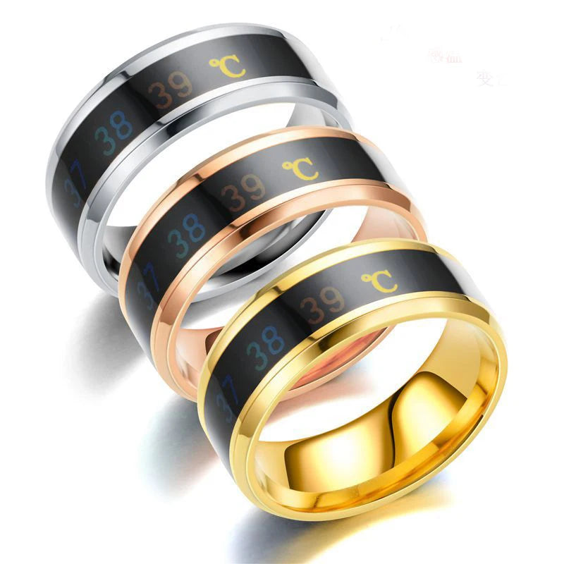UAGE Temperature Ring Titanium Steel Mood Emotion Intelligent Temperature Sensitive Rings for Women Men Waterproof Jewelry