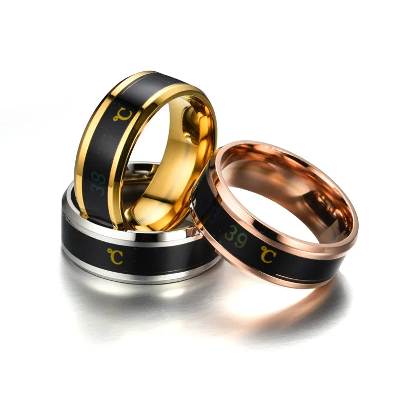 UAGE Temperature Ring Titanium Steel Mood Emotion Intelligent Temperature Sensitive Rings for Women Men Waterproof Jewelry