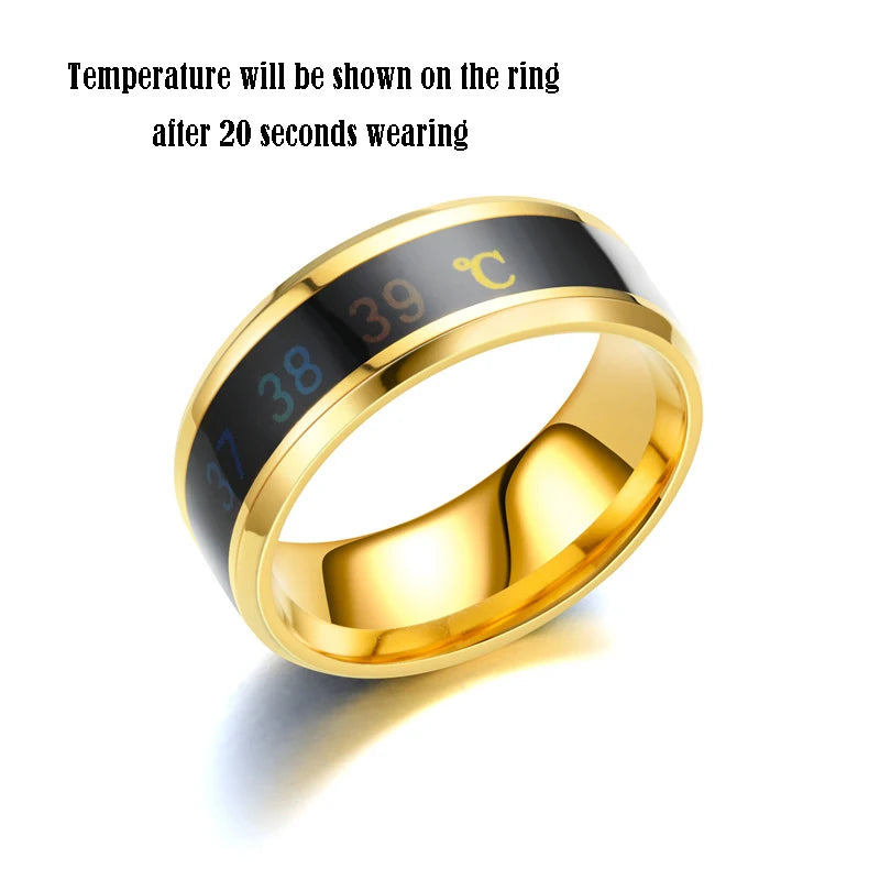 UAGE Temperature Ring Titanium Steel Mood Emotion Intelligent Temperature Sensitive Rings for Women Men Waterproof Jewelry