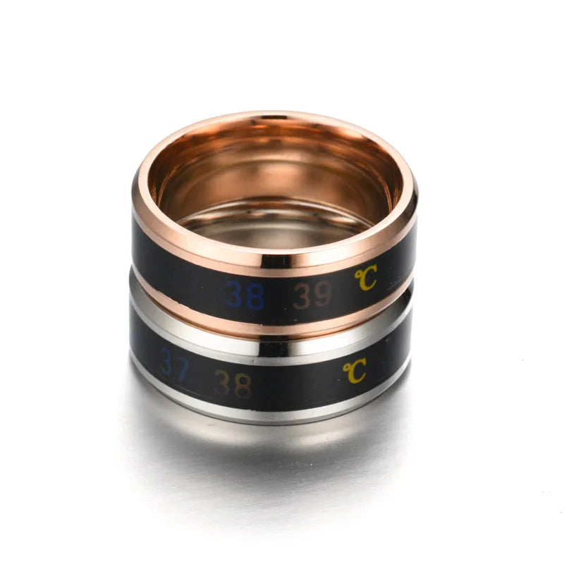 UAGE Temperature Ring Titanium Steel Mood Emotion Intelligent Temperature Sensitive Rings for Women Men Waterproof Jewelry