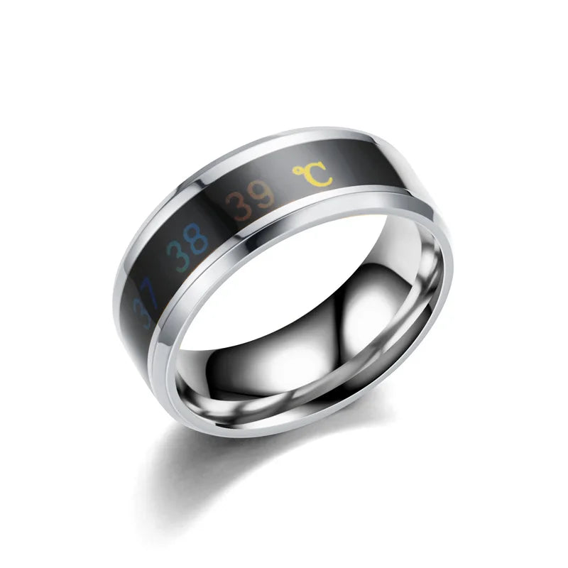UAGE Temperature Ring Titanium Steel Mood Emotion Intelligent Temperature Sensitive Rings for Women Men Waterproof Jewelry