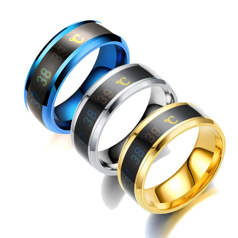 UAGE Temperature Ring Titanium Steel Mood Emotion Intelligent Temperature Sensitive Rings for Women Men Waterproof Jewelry