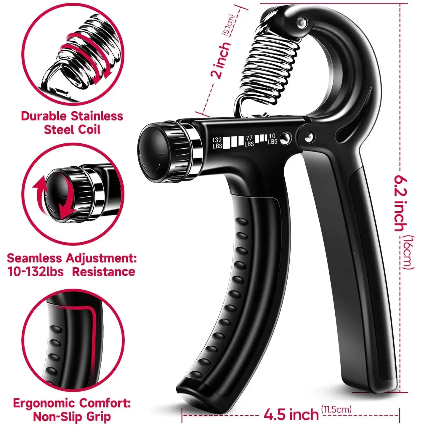 5-60Kg Adjustable Grip Strength Trainer pack